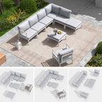 Ensemble de meubles de patio en aluminium 6/7/8 pièces Ensemble de conversation extérieur moderne Ensemble de canapés sectionnels