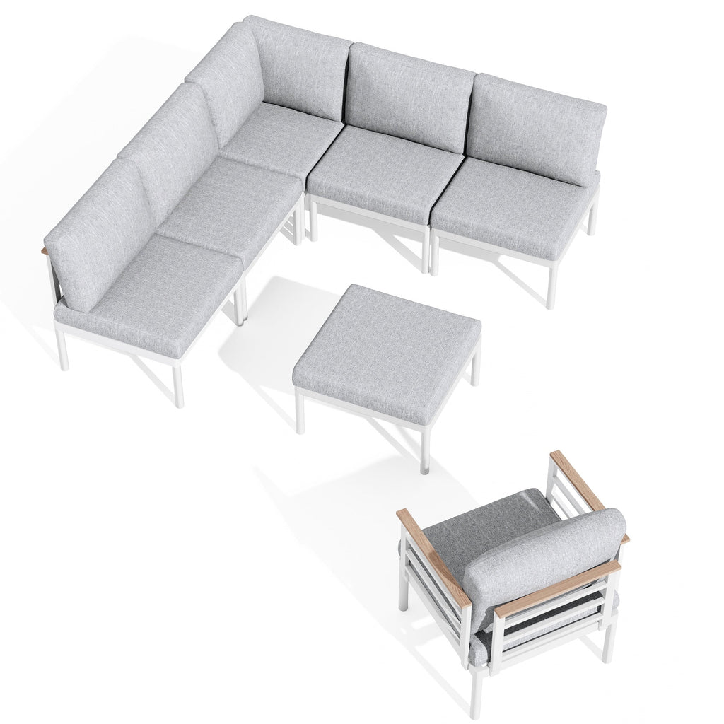 Ensemble de meubles de patio en aluminium 6/7/8 pièces Ensemble de conversation extérieur moderne Ensemble de canapés sectionnels
