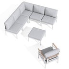 Ensemble de meubles de patio en aluminium 6/7/8 pièces Ensemble de conversation extérieur moderne Ensemble de canapés sectionnels