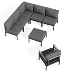 Ensemble de meubles de patio en aluminium 6/7/8 pièces Ensemble de conversation extérieur moderne Ensemble de canapés sectionnels