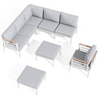 Ensemble de meubles de patio en aluminium 6/7/8 pièces Ensemble de conversation extérieur moderne Ensemble de canapés sectionnels