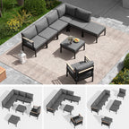 Ensemble de meubles de patio en aluminium 6/7/8 pièces Ensemble de conversation extérieur moderne Ensemble de canapés sectionnels
