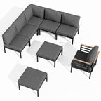 Ensemble de meubles de patio en aluminium 6/7/8 pièces Ensemble de conversation extérieur moderne Ensemble de canapés sectionnels