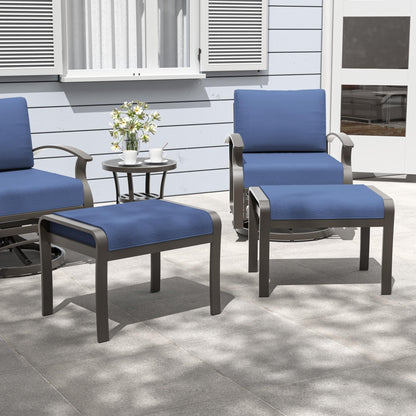 Ensemble de meubles de jardin en aluminium avec foyer, poufs, chaises pivotantes et canapé sectionnel avec coussins épais pour véranda et jardin
