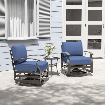 Ensemble de meubles de jardin en aluminium avec foyer, poufs, chaises pivotantes et canapé sectionnel avec coussins épais pour véranda et jardin