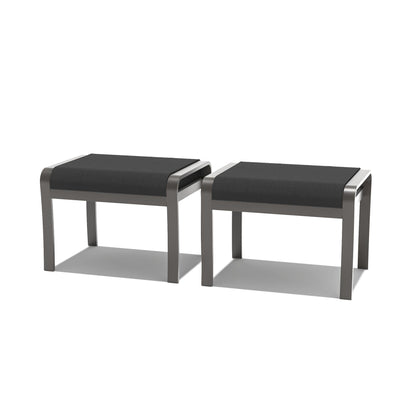 Ensemble de meubles de jardin en aluminium avec foyer, poufs, chaises pivotantes et canapé sectionnel avec coussins épais pour véranda et jardin