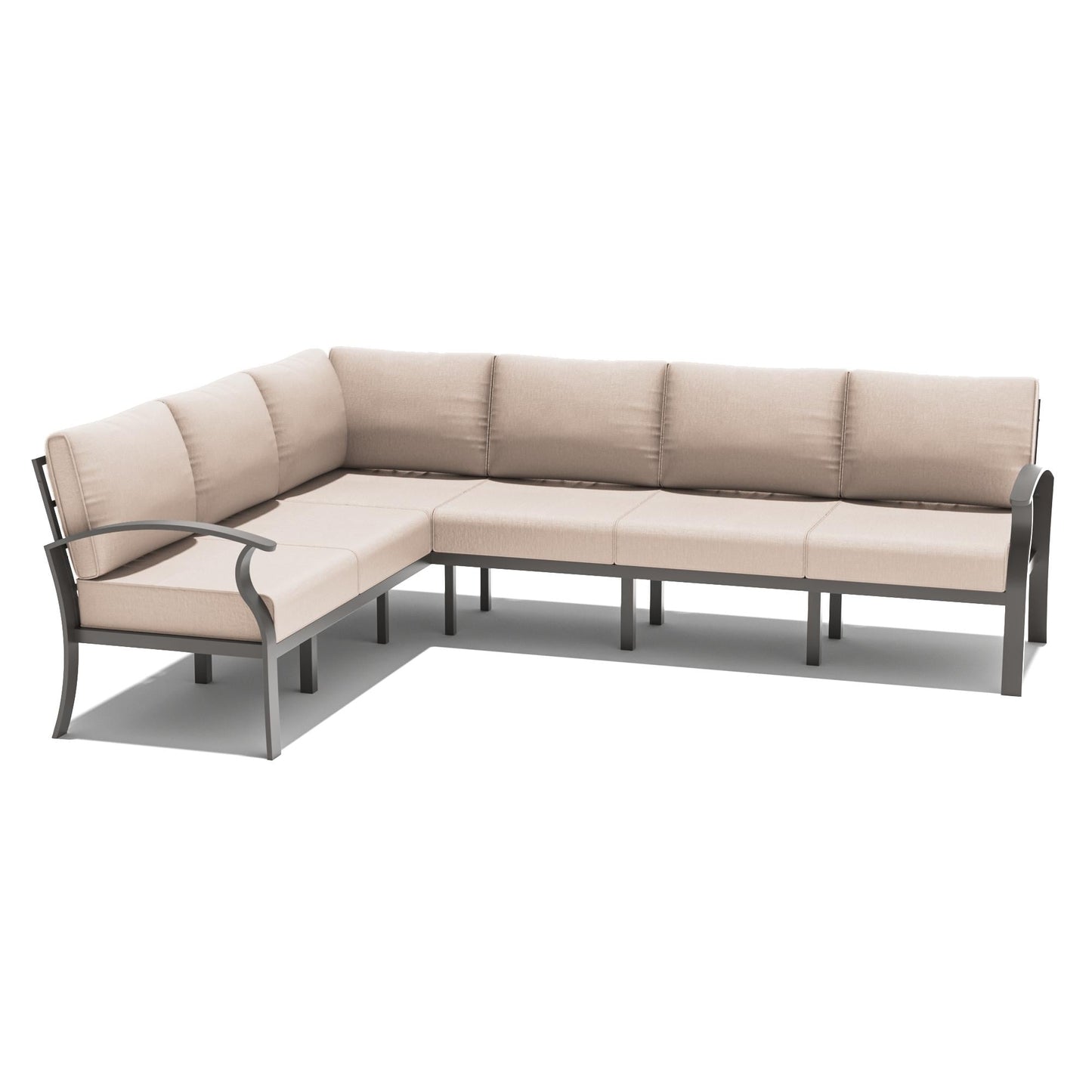 Ensemble de meubles de jardin en aluminium avec foyer, poufs, chaises pivotantes et canapé sectionnel avec coussins épais pour véranda et jardin