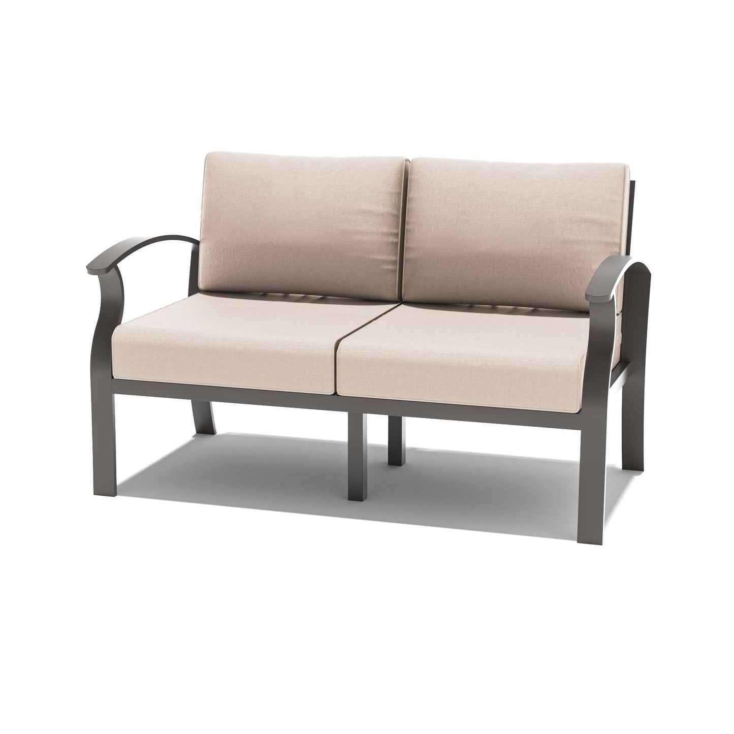 Ensemble de meubles de jardin en aluminium avec foyer, poufs, chaises pivotantes et canapé sectionnel avec coussins épais pour véranda et jardin