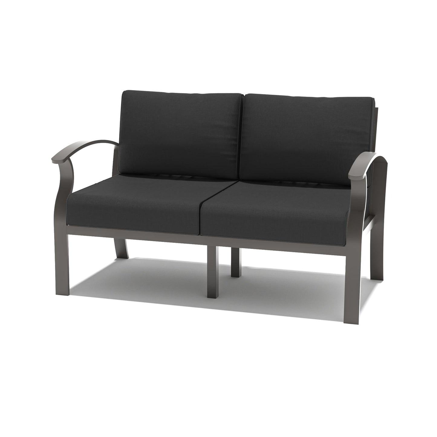 Ensemble de meubles de jardin en aluminium avec foyer, poufs, chaises pivotantes et canapé sectionnel avec coussins épais pour véranda et jardin