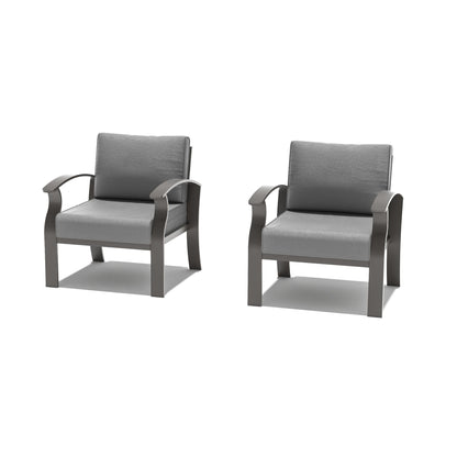 Ensemble de meubles de jardin en aluminium avec foyer, poufs, chaises pivotantes et canapé sectionnel avec coussins épais pour véranda et jardin