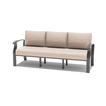 Ensemble de meubles de jardin en aluminium avec foyer, poufs, chaises pivotantes et canapé sectionnel avec coussins épais pour véranda et jardin