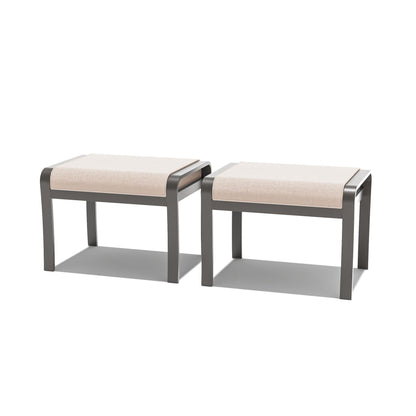 Ensemble de meubles de jardin en aluminium avec foyer, poufs, chaises pivotantes et canapé sectionnel avec coussins épais pour véranda et jardin