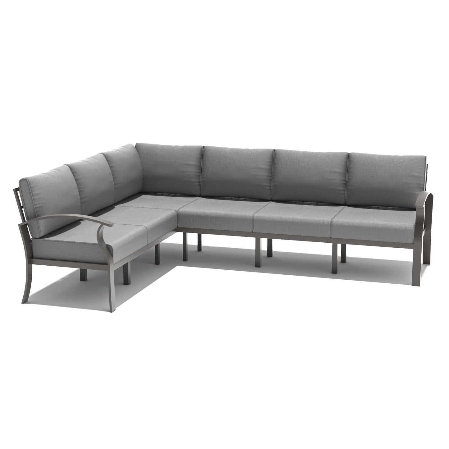 Ensemble de meubles de jardin en aluminium avec foyer, poufs, chaises pivotantes et canapé sectionnel avec coussins épais pour véranda et jardin