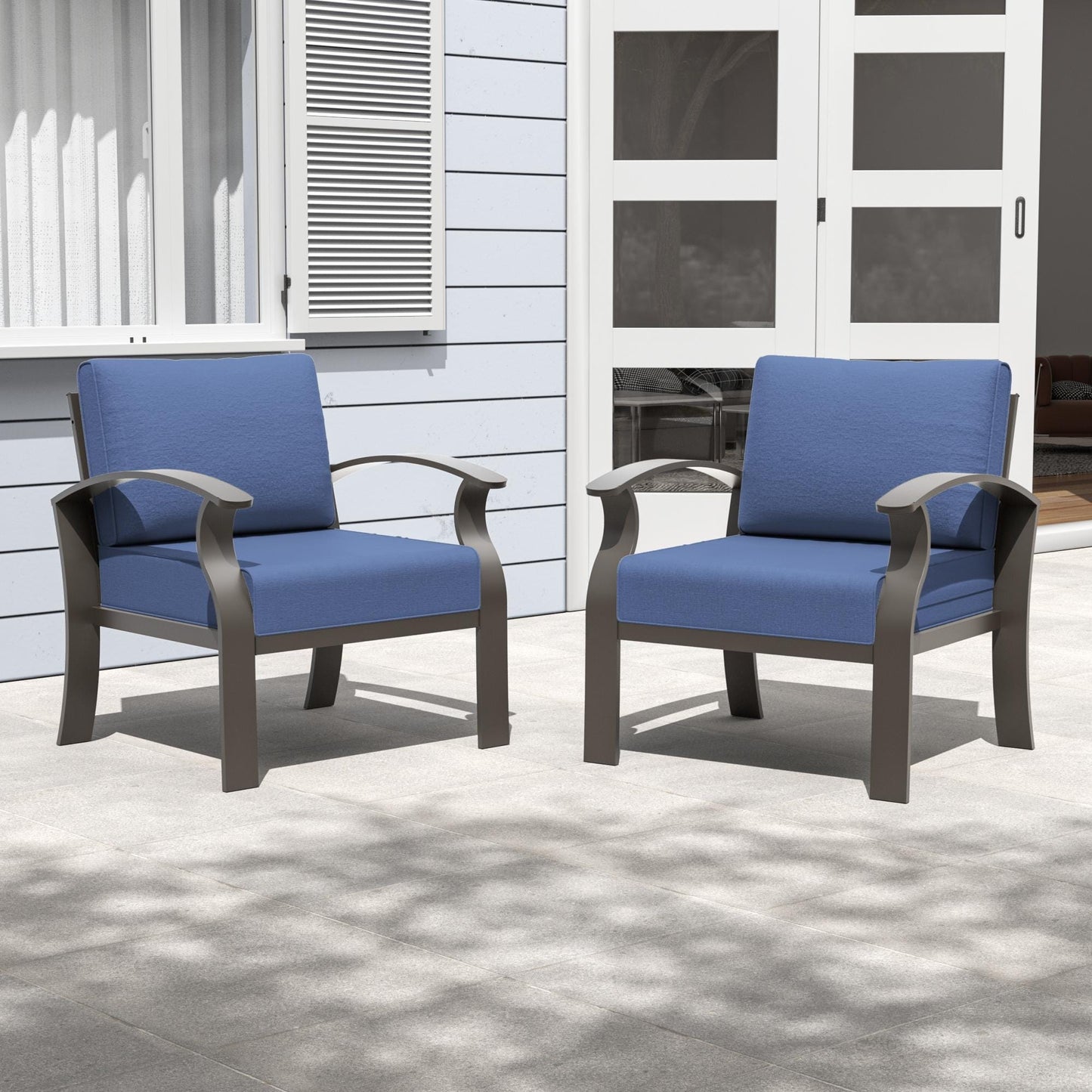 Ensemble de meubles de jardin en aluminium avec foyer, poufs, chaises pivotantes et canapé sectionnel avec coussins épais pour véranda et jardin