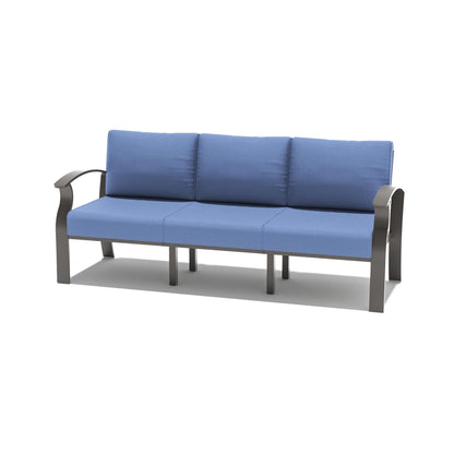 Ensemble de meubles de jardin en aluminium avec foyer, poufs, chaises pivotantes et canapé sectionnel avec coussins épais pour véranda et jardin