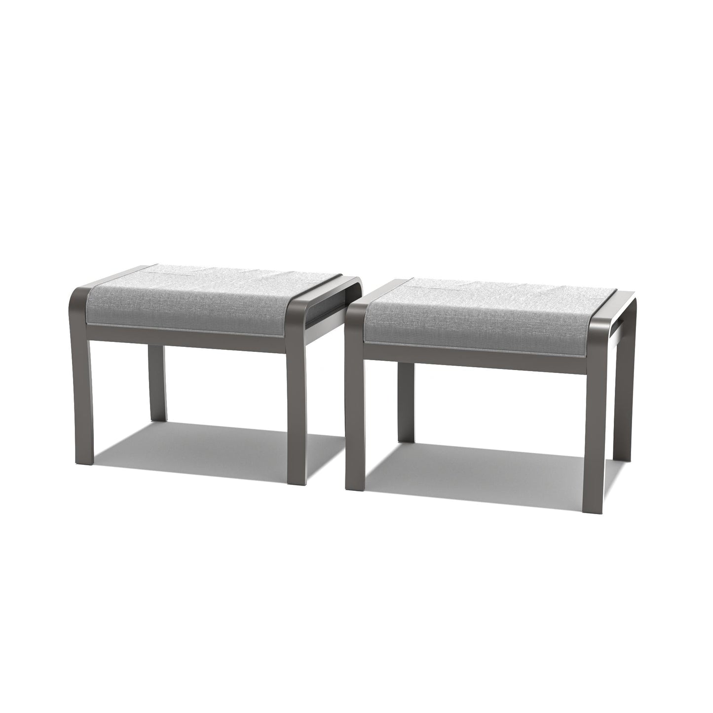 Ensemble de meubles de jardin en aluminium avec foyer, poufs, chaises pivotantes et canapé sectionnel avec coussins épais pour véranda et jardin