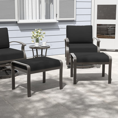 Ensemble de meubles de jardin en aluminium avec foyer, poufs, chaises pivotantes et canapé sectionnel avec coussins épais pour véranda et jardin