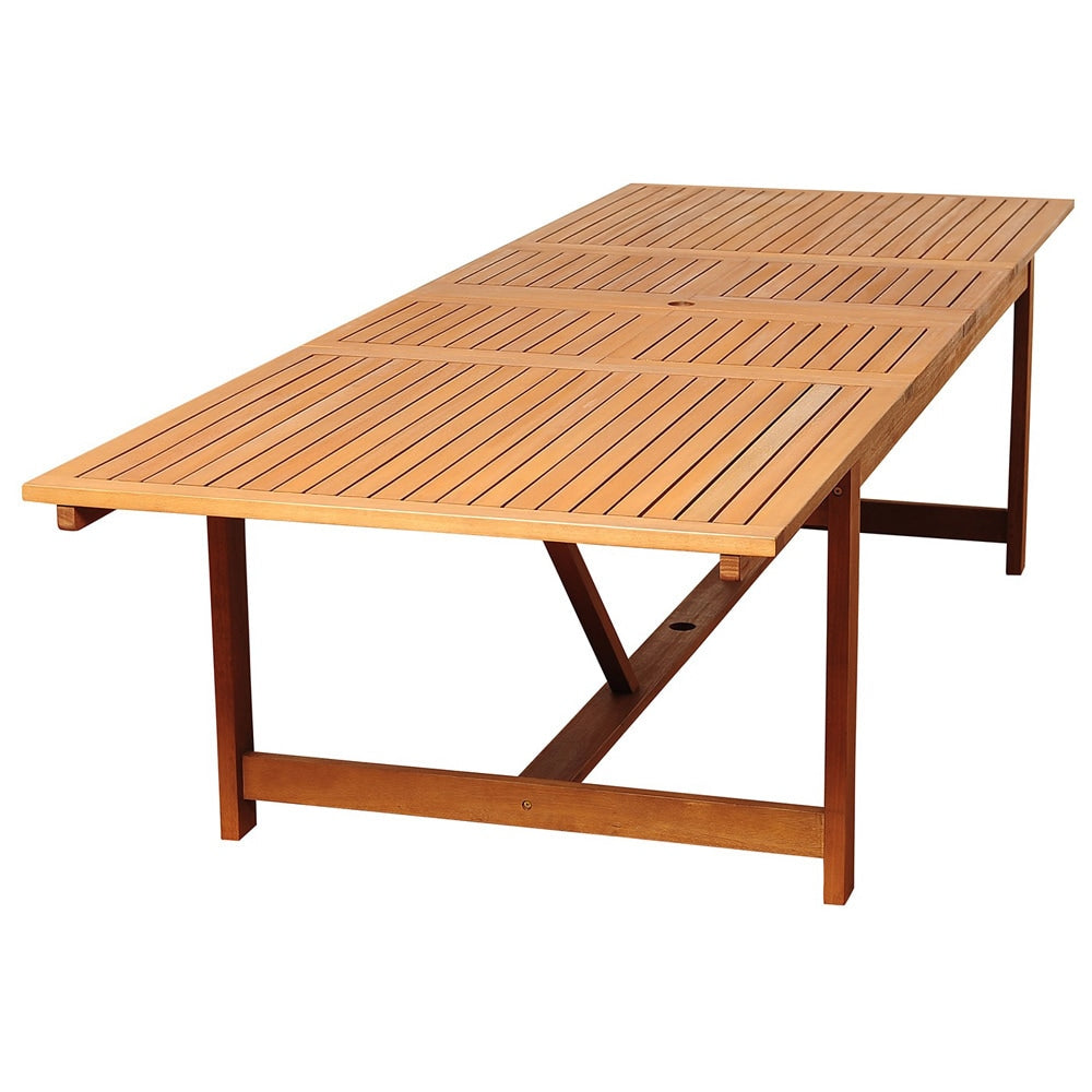Ensemble de salle à manger extensible pour patio en bois FSC Amazonia Audrey, 11 pièces – 170 L x 100 l x 35 H