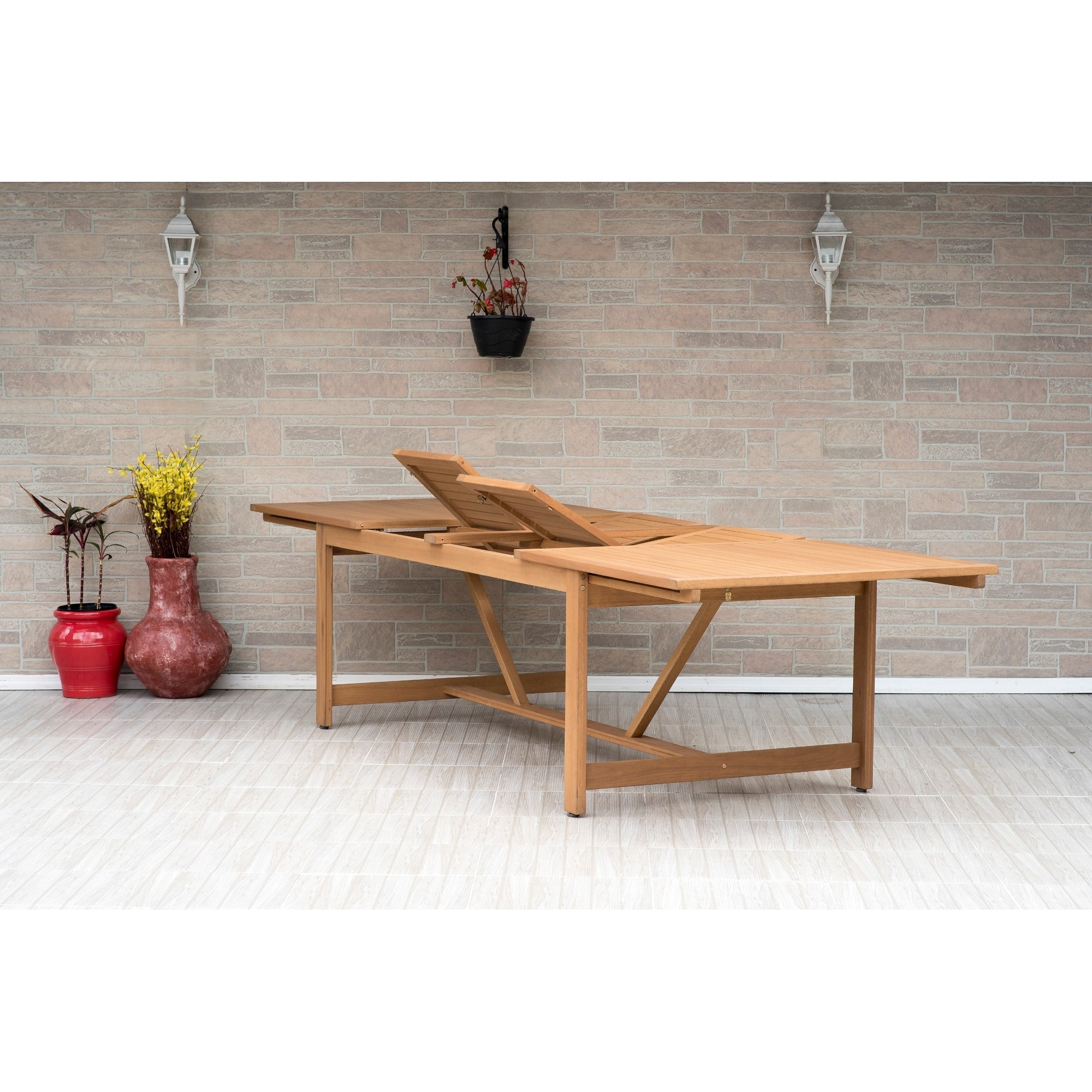 Ensemble de salle à manger extensible pour patio en bois FSC Amazonia Audrey, 11 pièces – 170 L x 100 l x 35 H