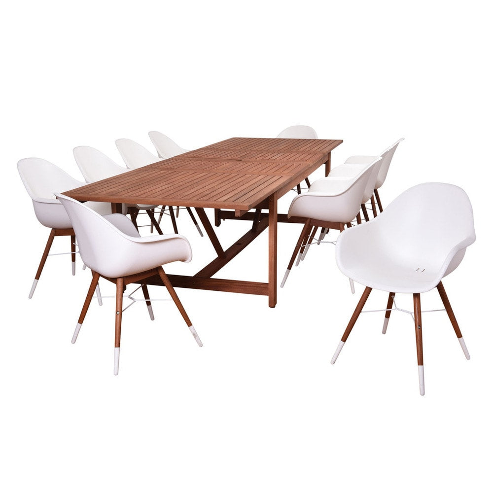 Ensemble de salle à manger rectangulaire extensible de 11 pièces Amazonia Bonita