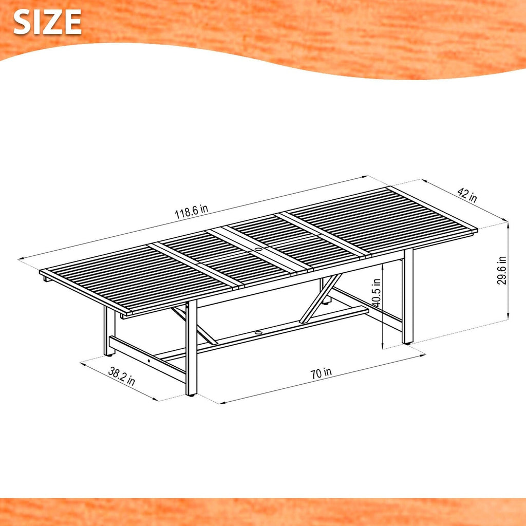 Ensemble de salle à manger rectangulaire extensible de 11 pièces Amazonia Bonita