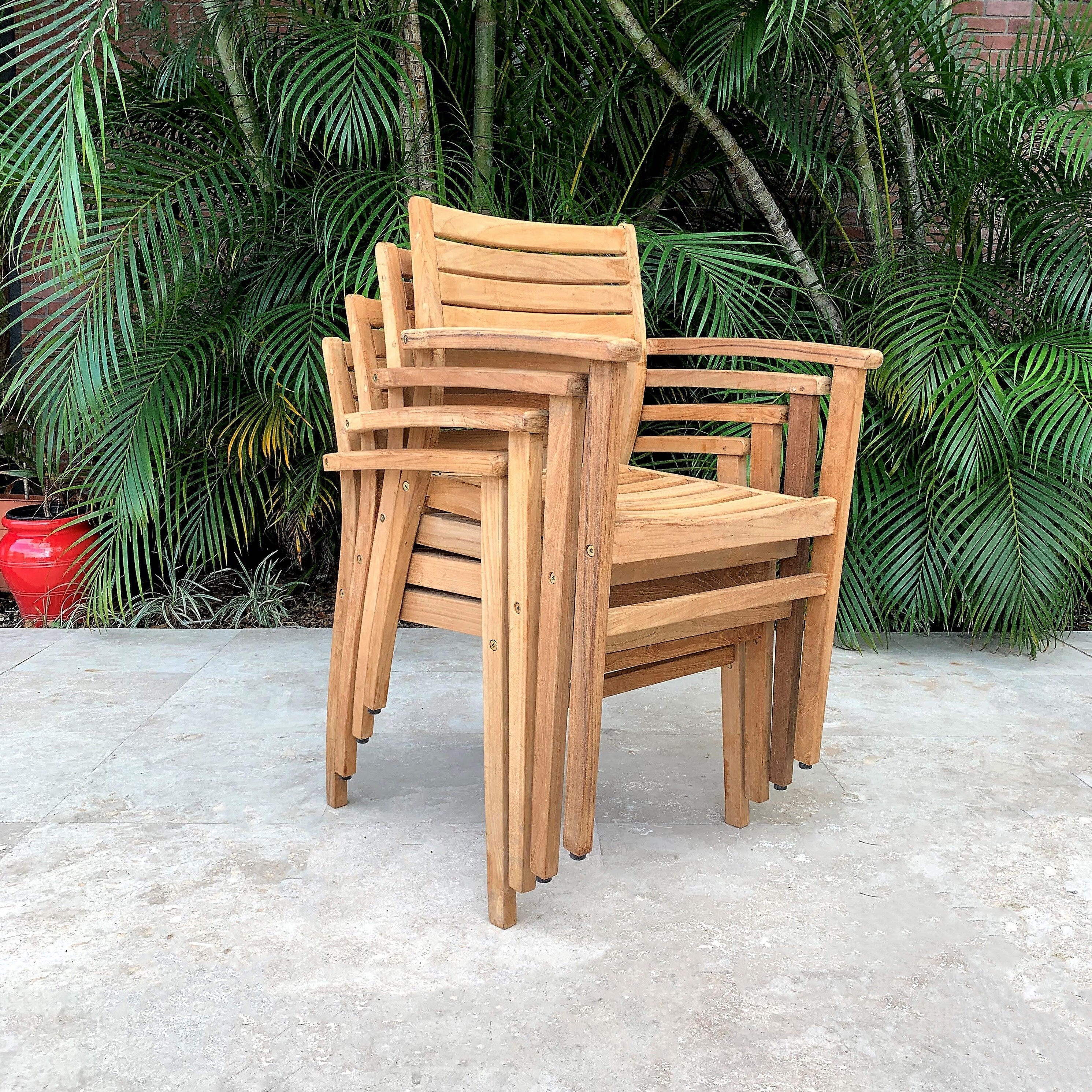 Ensemble de salle à manger d'extérieur extensible Amazonia Chiesa, 11 pièces, en teck certifié FSC - 11 pièces