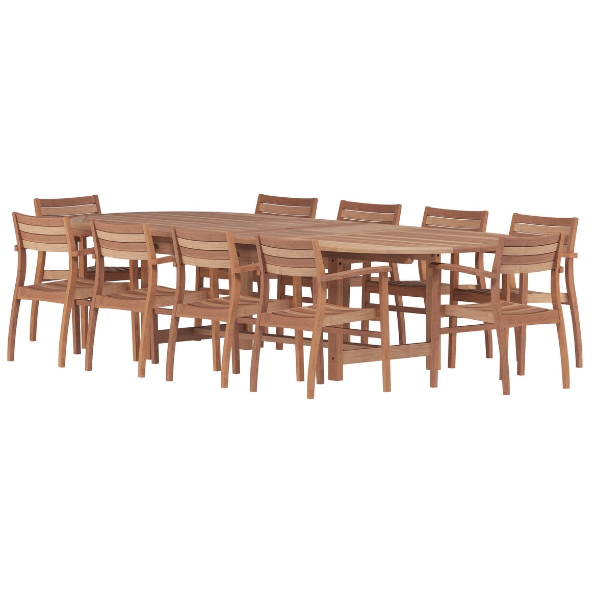 Ensemble de salle à manger d'extérieur extensible Amazonia Chiesa, 11 pièces, en teck certifié FSC - 11 pièces