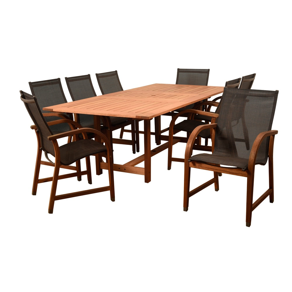 Ensemble de salle à manger d'extérieur Amazonia Cosmopolitan 9 pièces en bois FSC