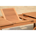 Ensemble de salle à manger rectangulaire Amazonia Deluxe Hawaii en bois et résine, 9 pièces