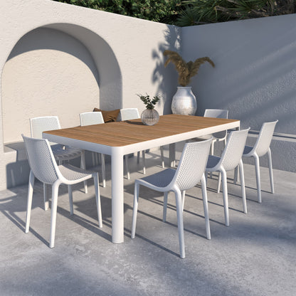 Ensemble de salle à manger d'extérieur Amazonia Isra en bois certifié FSC, 9 pièces