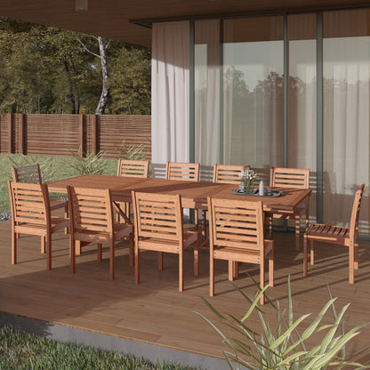 Ensemble de salle à manger extensible pour patio extérieur en bois certifié FSC Amazonia Nadia