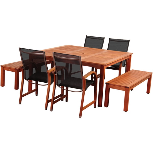 Ensemble de salle à manger d'extérieur Amazonia Piccola en bois FSC, 7 pièces