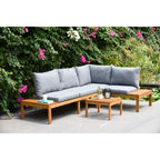 Ensemble de salon de jardin George en corde et bois, finition teck Amazonia