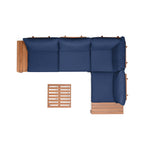Ensemble de salon de jardin George en corde et bois, finition teck Amazonia
