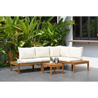 Ensemble de salon de jardin George en corde et bois, finition teck Amazonia