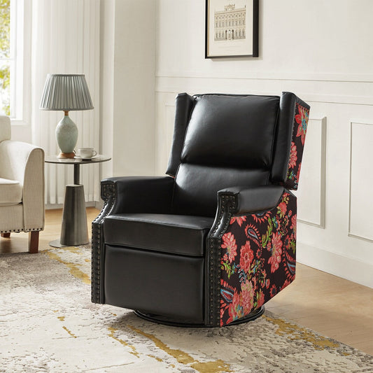 Fauteuil inclinable pivotant Amelia en cuir PU avec coutures florales par HULALA HOME