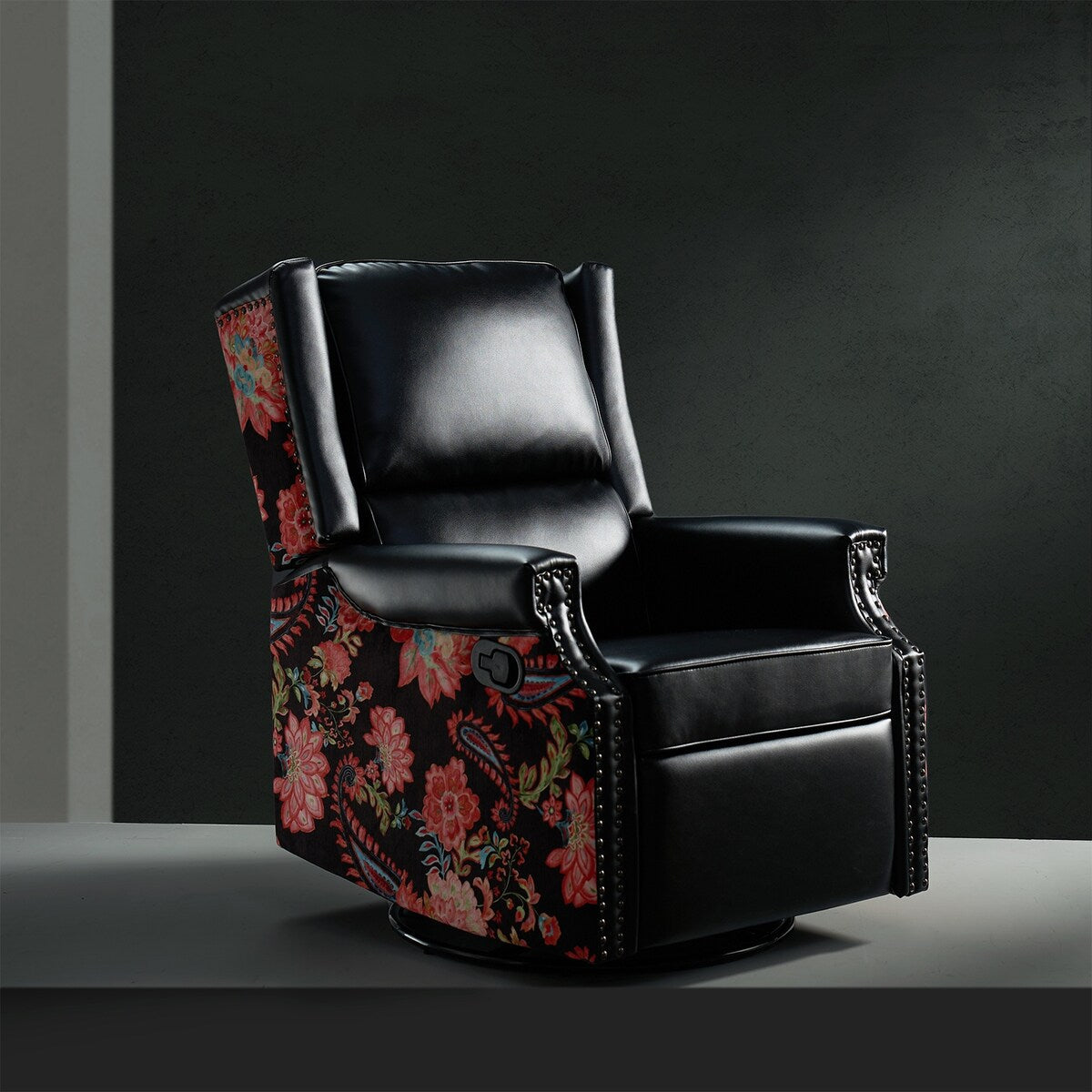 Fauteuil inclinable pivotant Amelia en cuir PU avec coutures florales par HULALA HOME