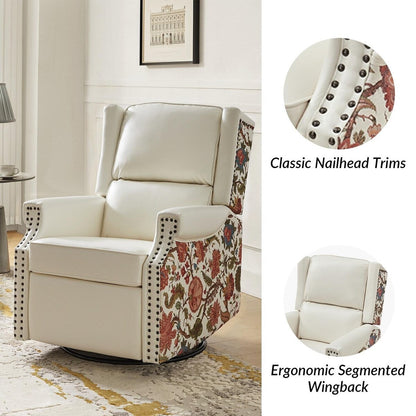 Fauteuil inclinable pivotant Amelia en cuir PU avec coutures florales par HULALA HOME