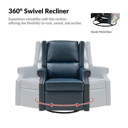 Fauteuil inclinable pivotant Amelia en cuir PU avec coutures florales par HULALA HOME