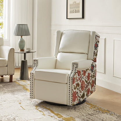 Fauteuil inclinable pivotant Amelia en cuir PU avec coutures florales par HULALA HOME