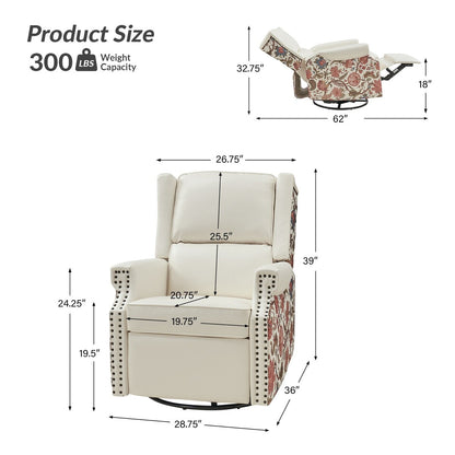 Fauteuil inclinable pivotant Amelia en cuir PU avec coutures florales par HULALA HOME