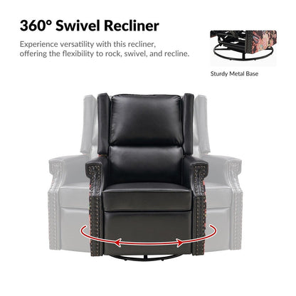 Fauteuil inclinable pivotant Amelia en cuir PU avec coutures florales par HULALA HOME