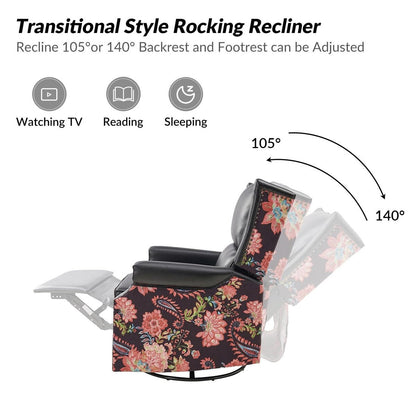 Fauteuil inclinable pivotant Amelia en cuir PU avec coutures florales par HULALA HOME