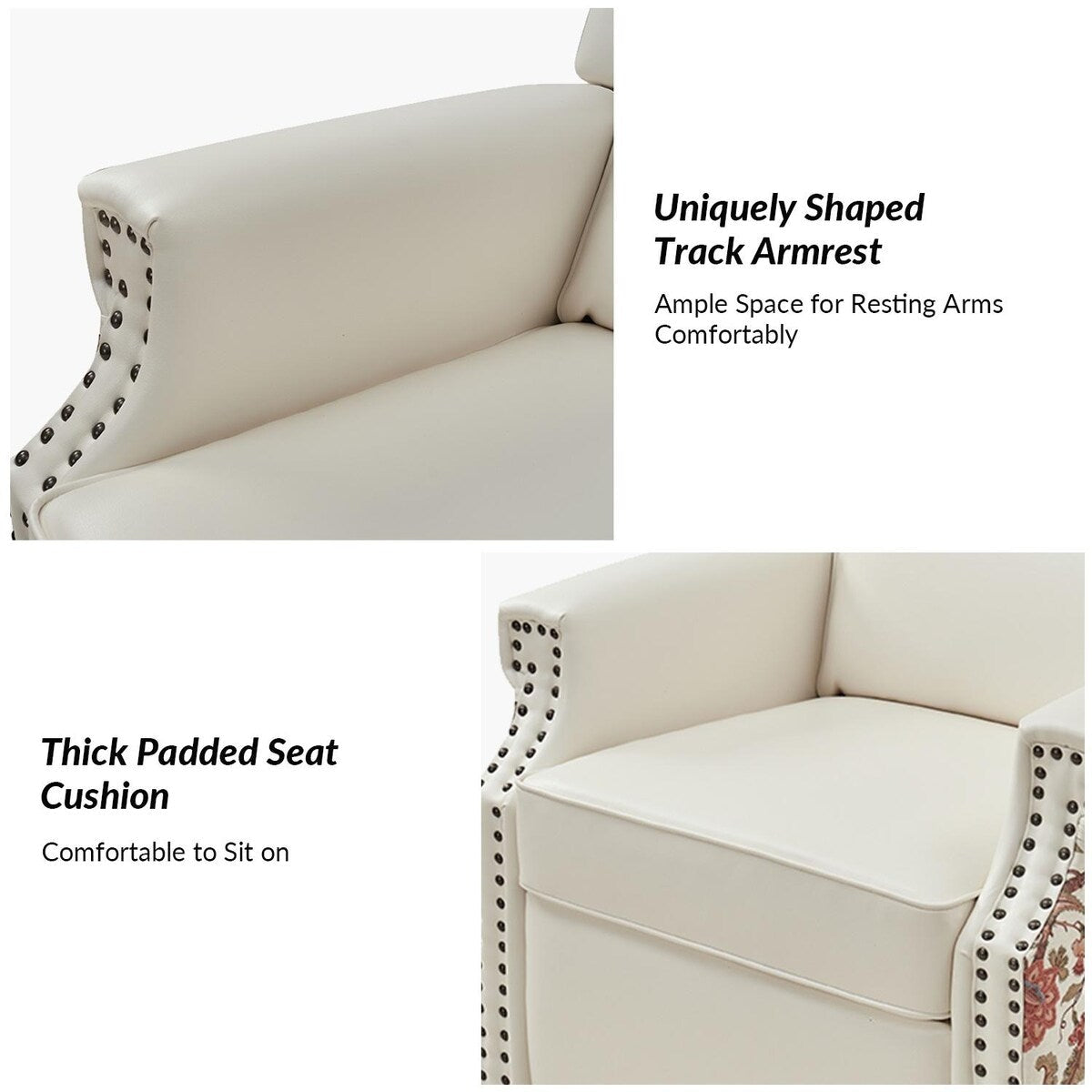 Fauteuil inclinable pivotant Amelia en cuir PU avec coutures florales par HULALA HOME