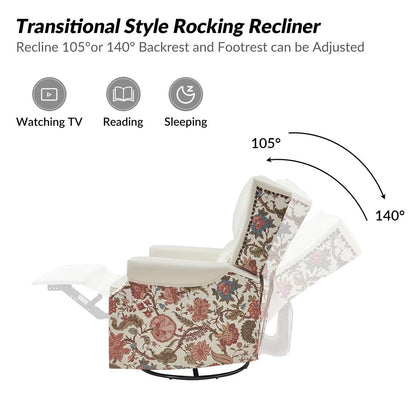 Fauteuil inclinable pivotant Amelia en cuir PU avec coutures florales par HULALA HOME