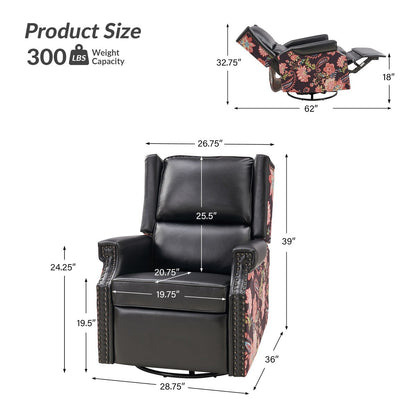 Fauteuil inclinable pivotant Amelia en cuir PU avec coutures florales par HULALA HOME