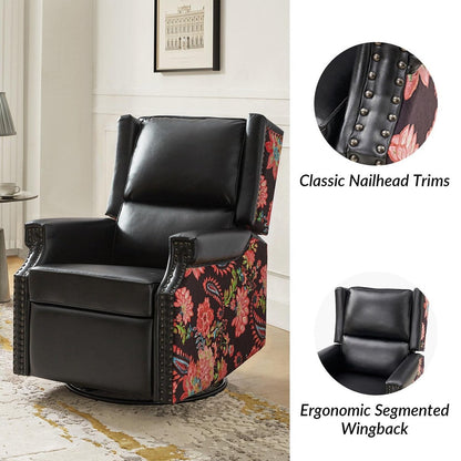 Fauteuil inclinable pivotant Amelia en cuir PU avec coutures florales par HULALA HOME