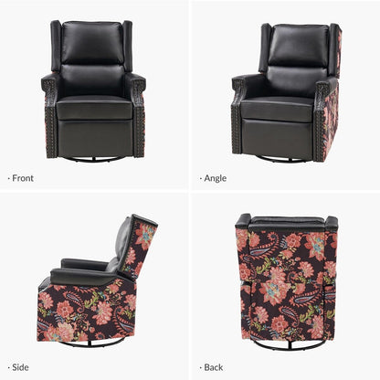 Fauteuil inclinable pivotant Amelia en cuir PU avec coutures florales par HULALA HOME
