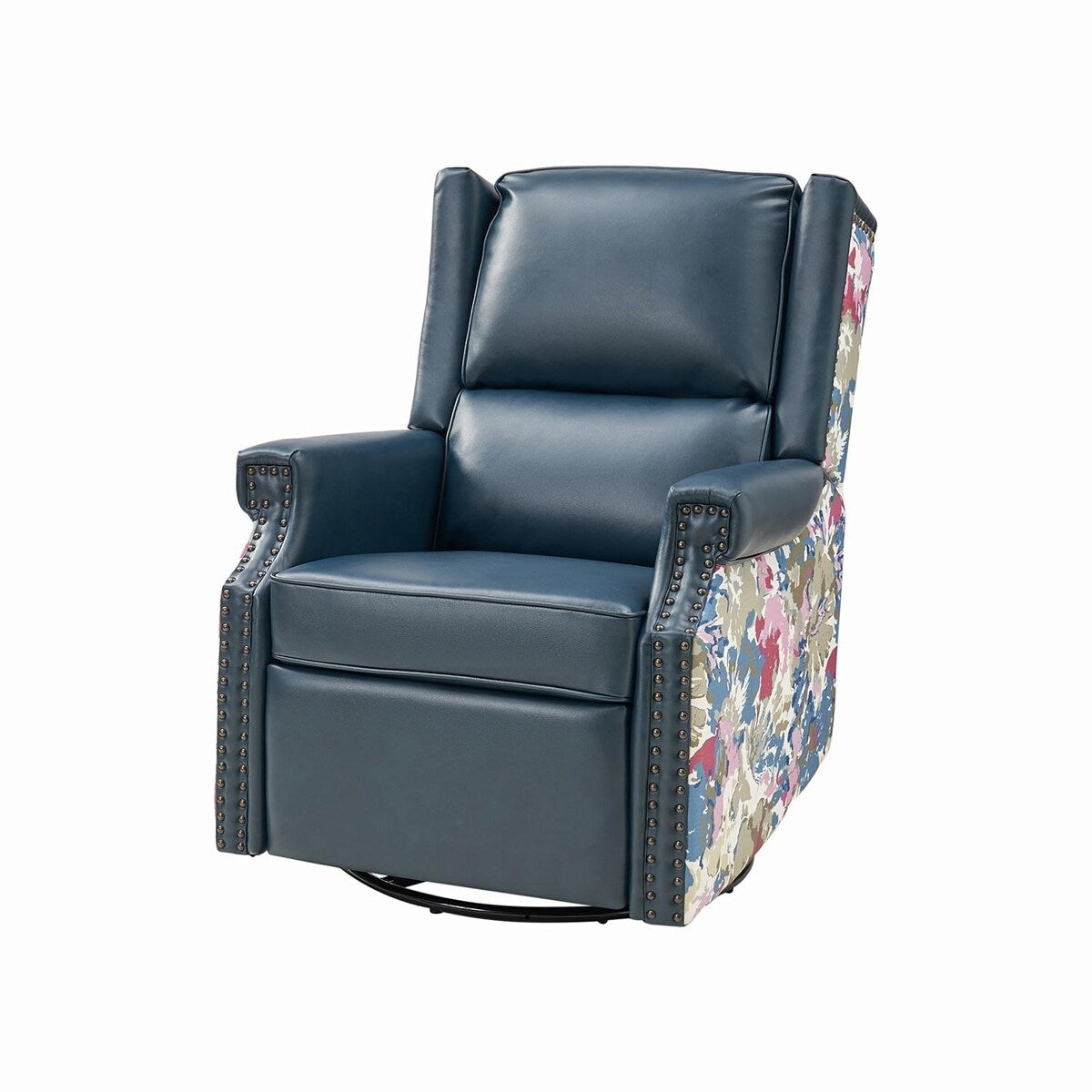 Fauteuil inclinable pivotant Amelia en cuir PU avec coutures florales par HULALA HOME