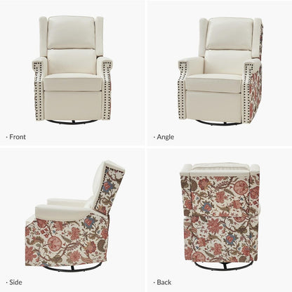 Fauteuil inclinable pivotant Amelia en cuir PU avec coutures florales par HULALA HOME